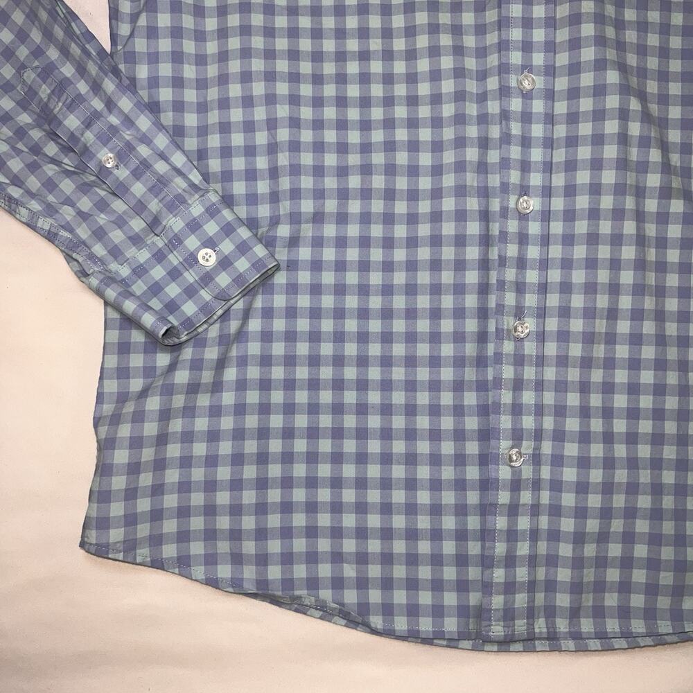 Johnnie-O Shirt Mens Size L Blue Gingham Plaid Button Up Silver Lake Preppy Logo - Picture 5 of 12